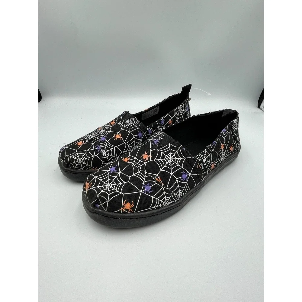 NWOB TOMS‎ Youth Spiders Alpargata Espadrille Shoes Black Glow US 2